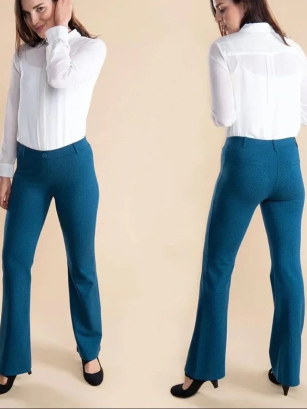 New Betabrand Blue Geode Bootcut Classic Dress Pant Yoga Pants Large